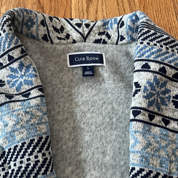 CLUB ROOM Classic-Fit Fair Isle Cardigan Fleece Sweater Mens Large nwt - Picture 5 of 13